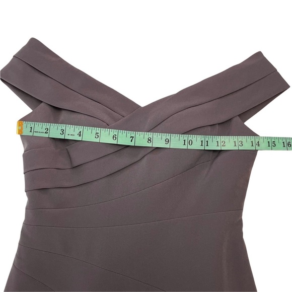 Aidan Mattox Gray Open Shoulder‎ V Neck High Slit Gown Dress Size 0 - Picture 8 of 13